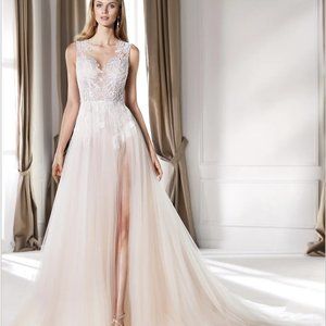 Nicole Spose Gorgeous Boho Beaded Wedding Dress with Sexy Slit